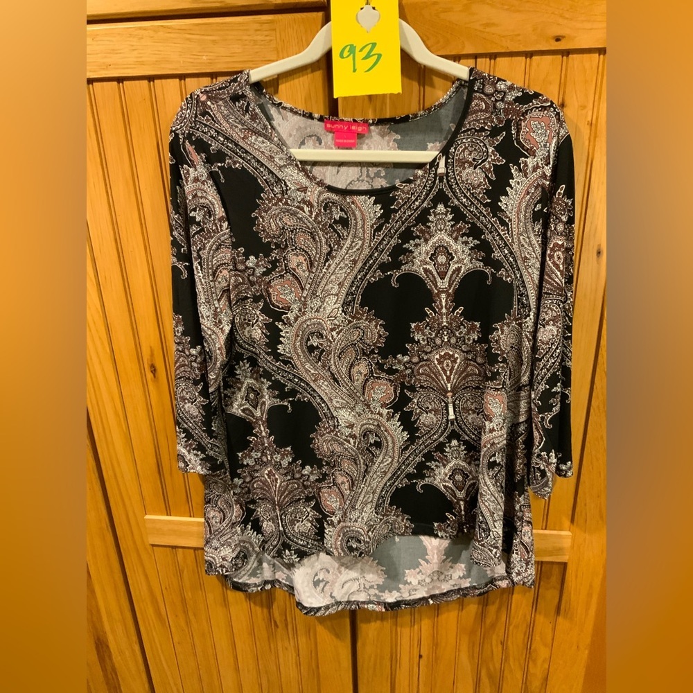 Sunny Leigh Black and Gray Paisley Blouse